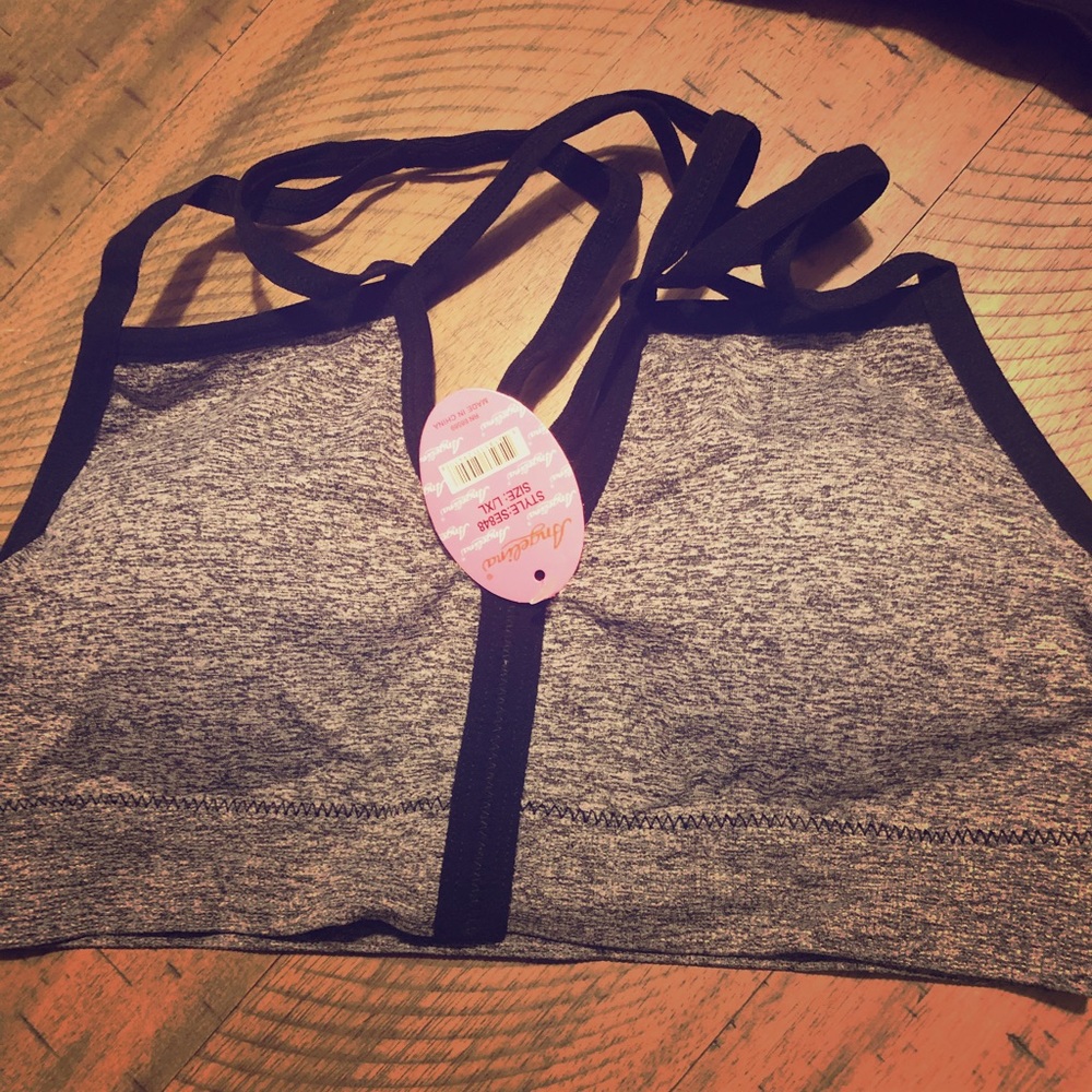 L/XL Sports Bra Gray and Black